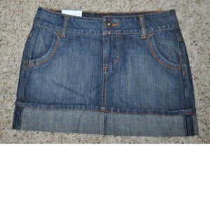 Womens Denim Skirt SO Medium Blue 5 Hemmed Jean Mini Faded Cotton Summer 4 Pkt
